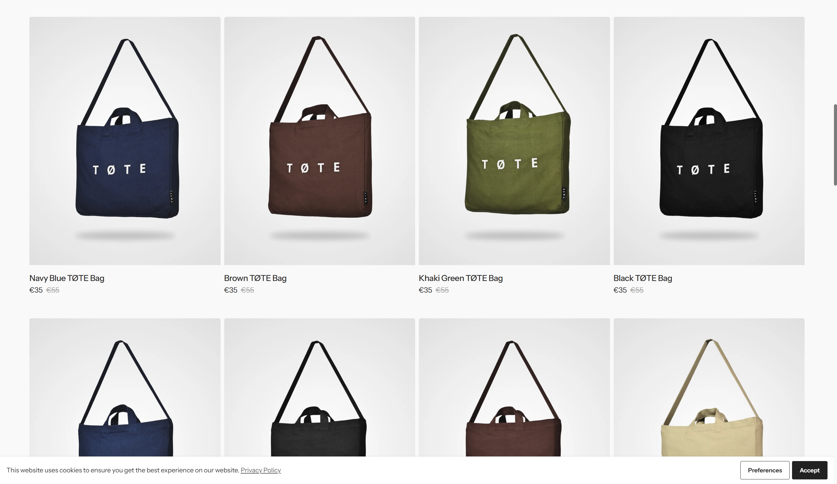 Tote bag and accessories store